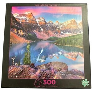 Buffalo Games - Mountains on Fire w Lake‎ Scene 300 Piece Jigsaw Puzzle 18 x 18